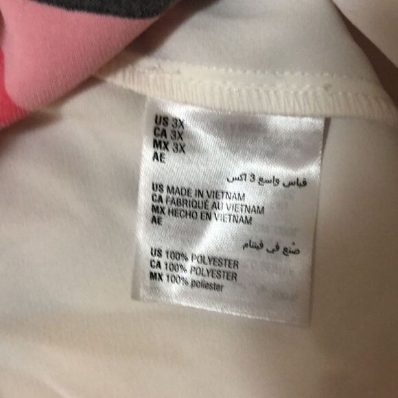 NWT Alfani plus size 3x loose tie top pink white abstract design women’s blouse - Picture 5 of 11